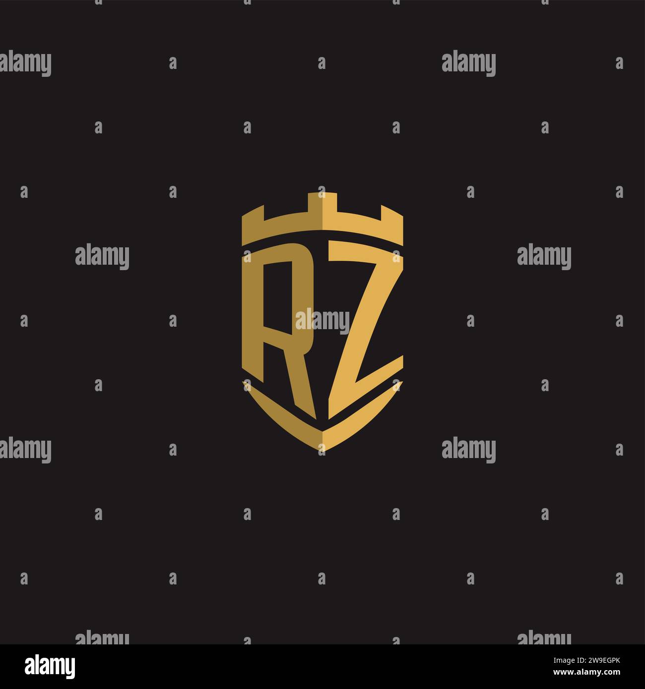 Initials RZ logo monogram with shield style design vector graphic Stock Vector