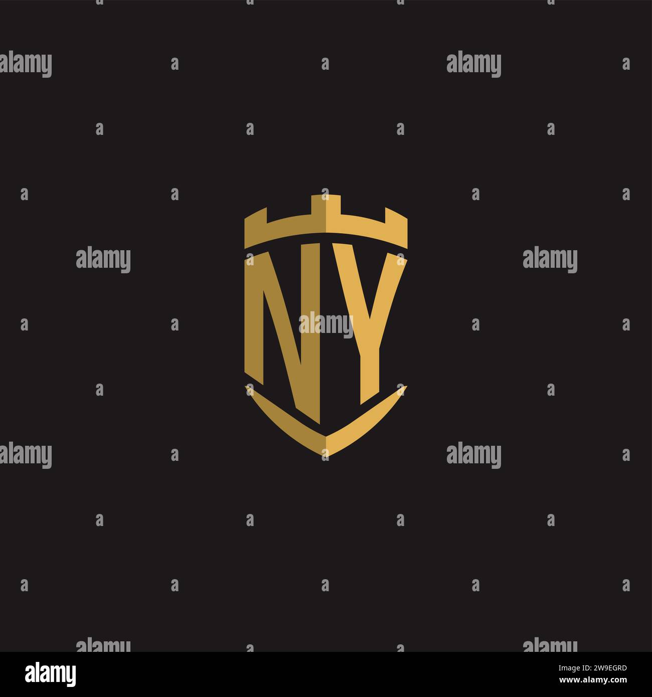 Initials NY logo monogram with shield style design vector graphic Stock Vector