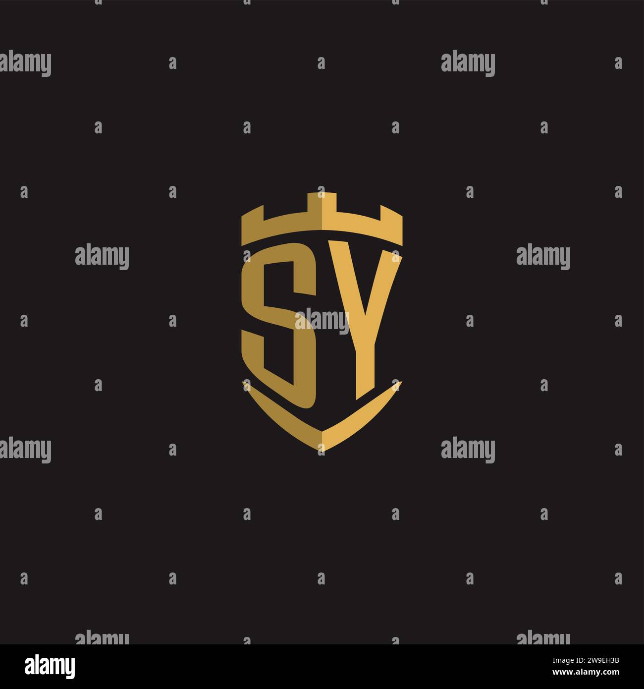 Initials SY logo monogram with shield style design vector graphic Stock Vector