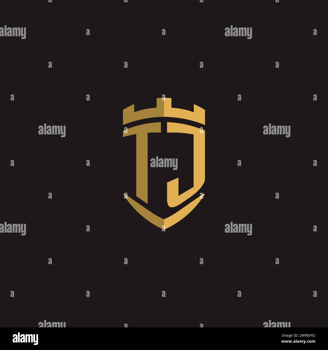 Initials TJ logo monogram with shield style design vector graphic Stock Vector