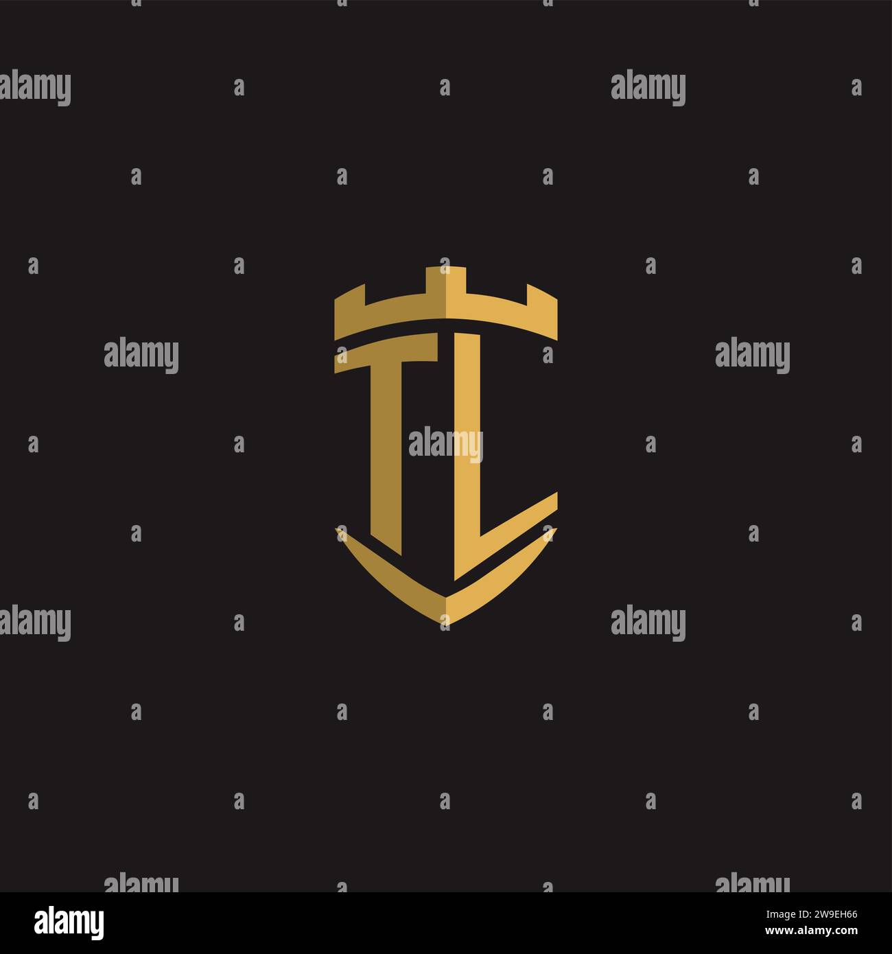 Initials TL logo monogram with shield style design vector graphic Stock Vector
