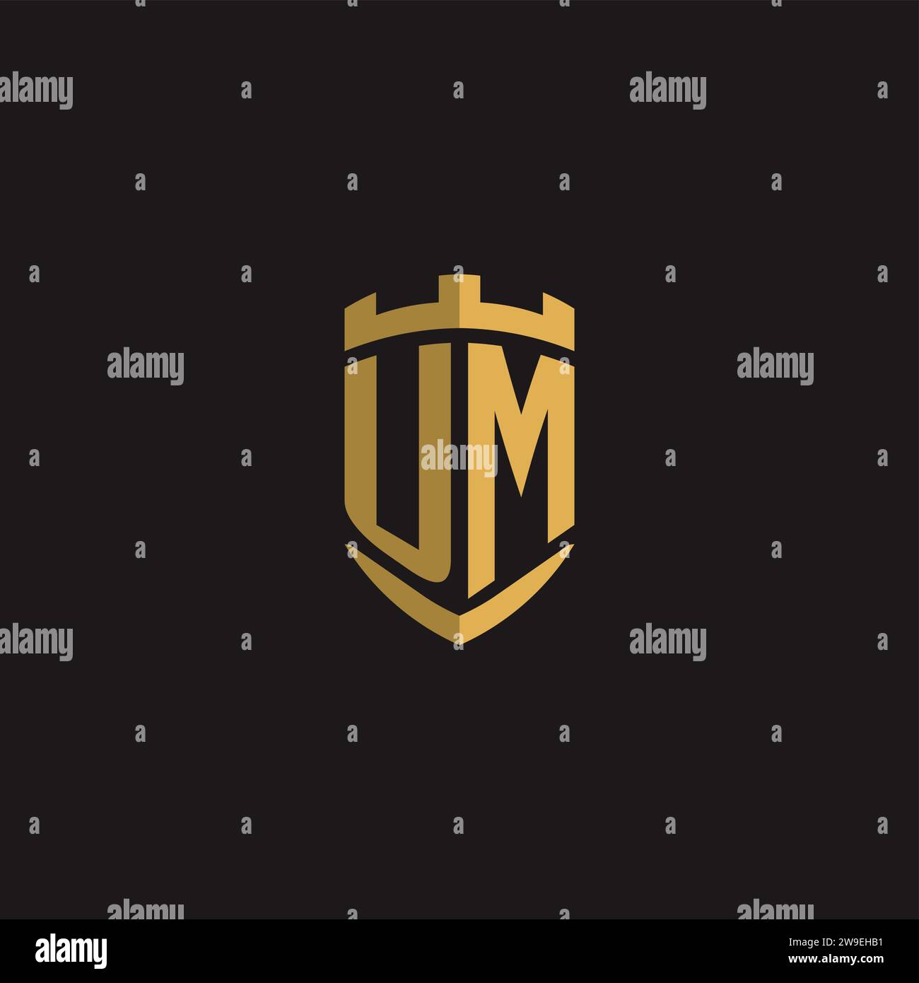 Initials UM logo monogram with shield style design vector graphic Stock Vector