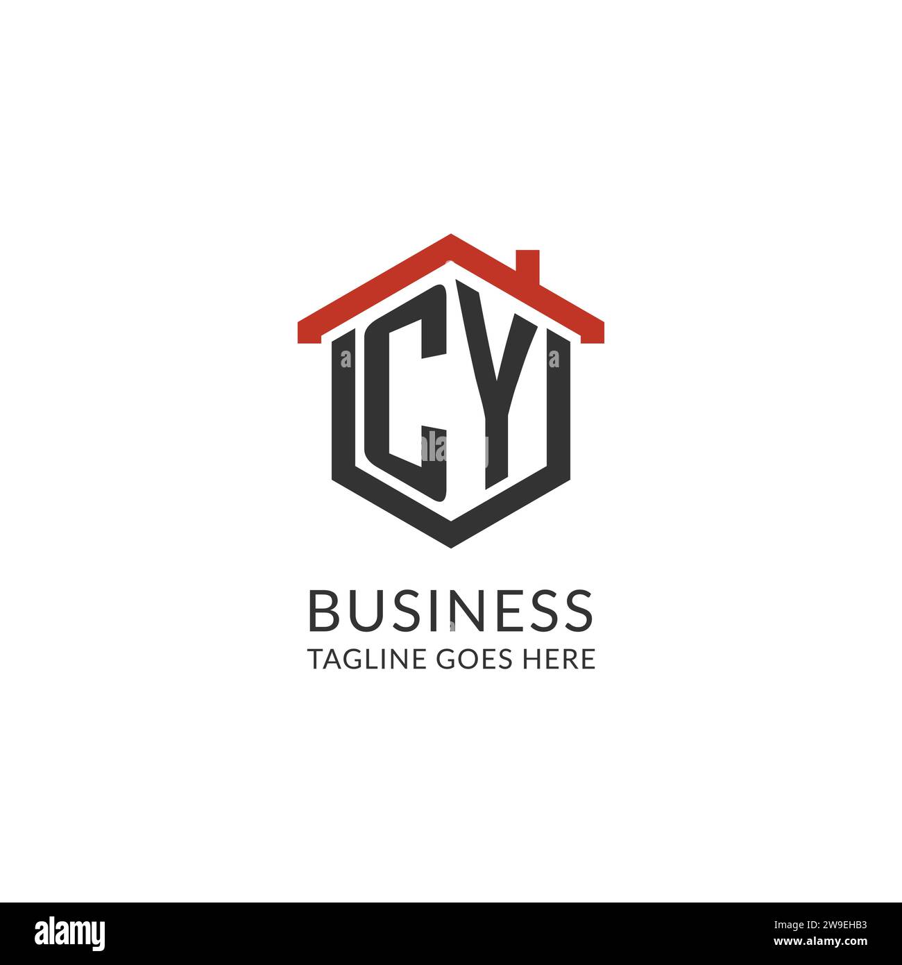 Initial logo CY monogram with home roof hexagon shape design, simple and minimal real estate logo design vector graphic Stock Vector