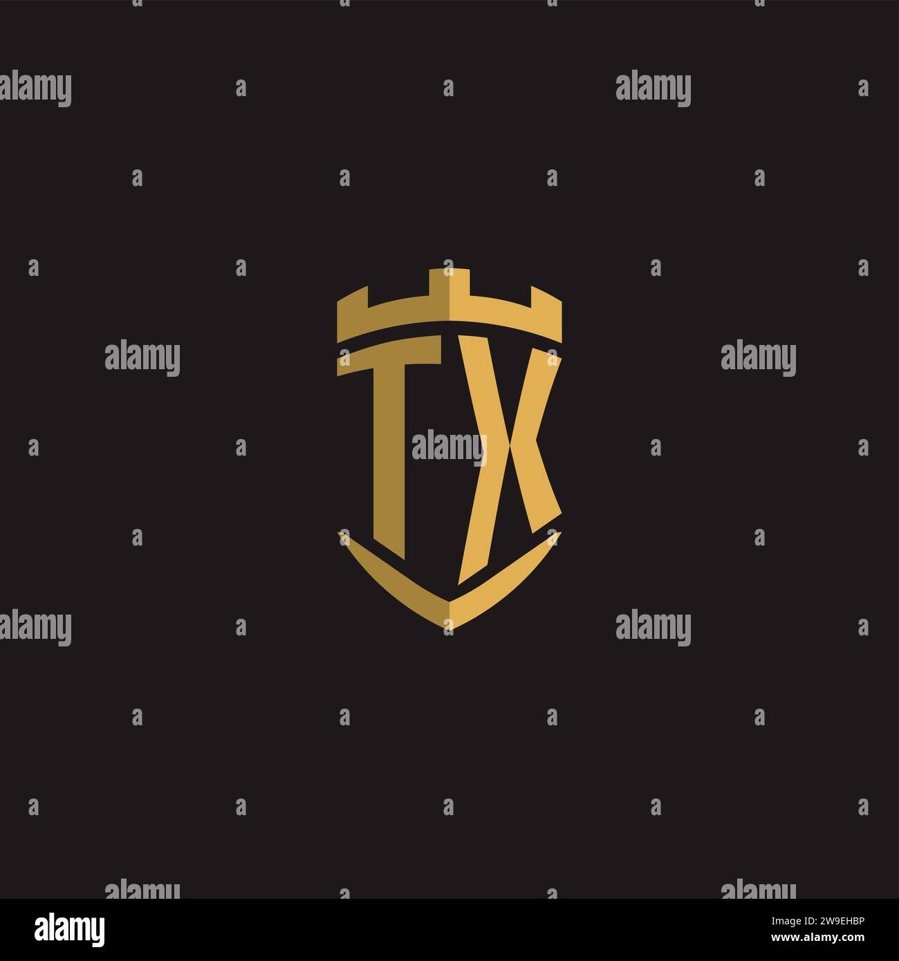 Initials TX logo monogram with shield style design vector graphic Stock Vector