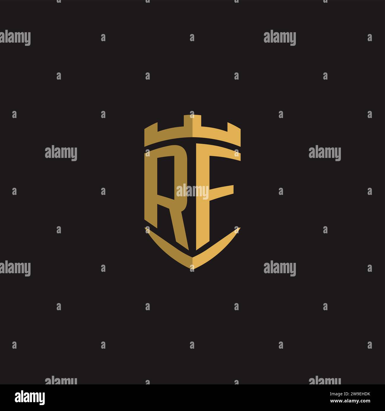 Initials RF logo monogram with shield style design vector graphic Stock Vector