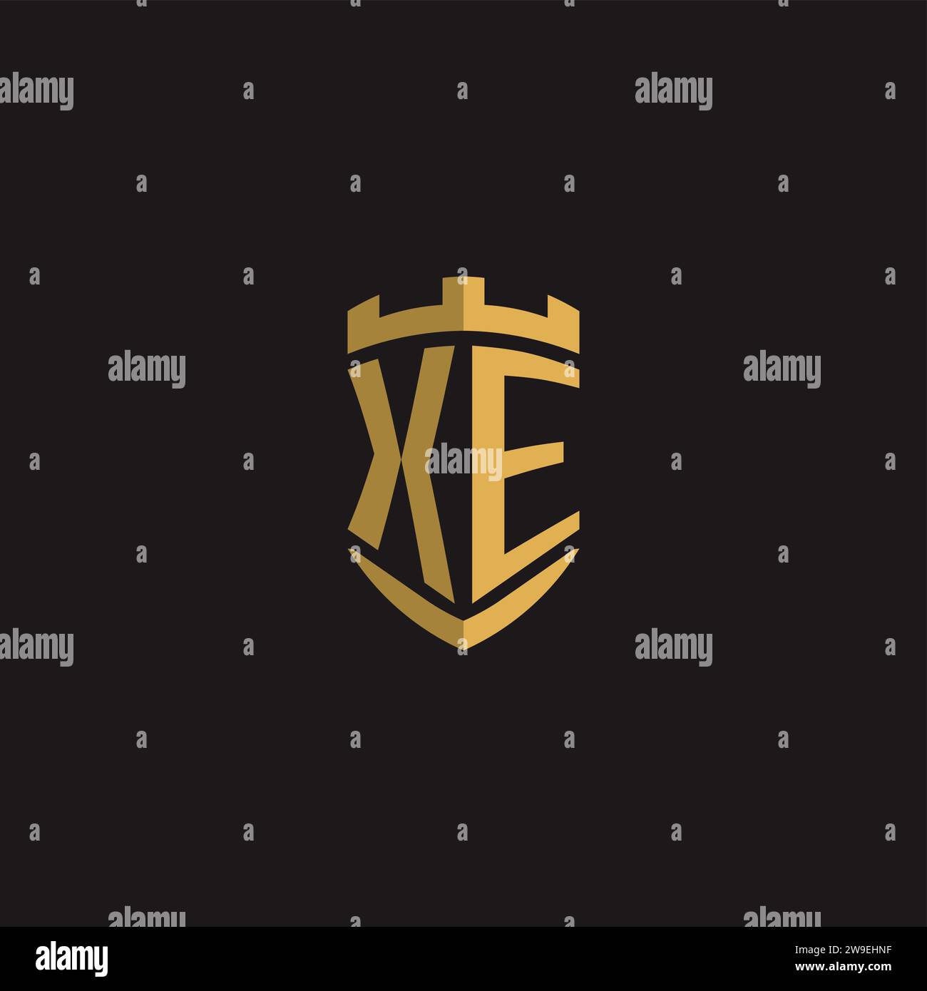 Initials XE logo monogram with shield style design vector graphic Stock Vector