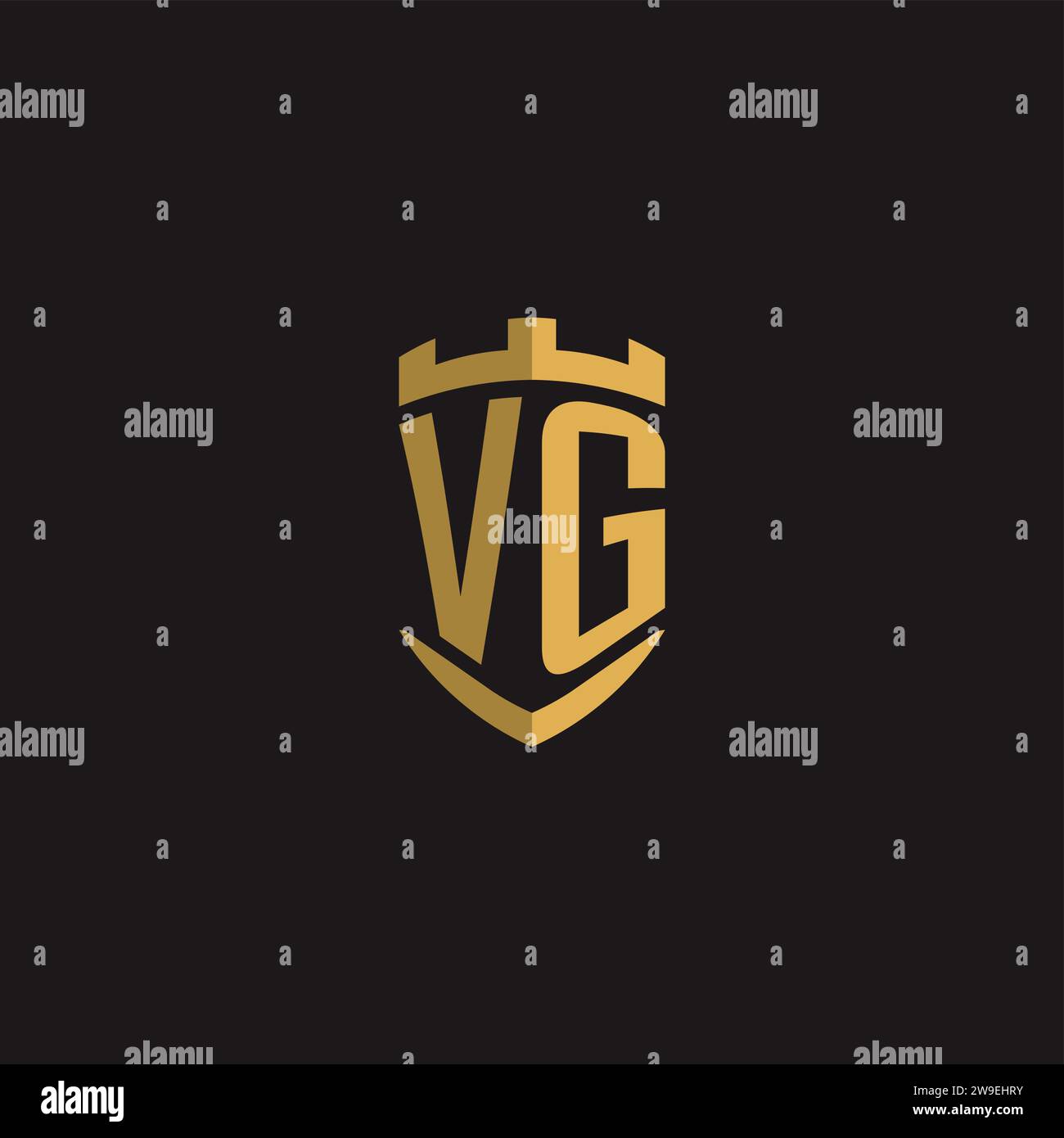 Initials VG logo monogram with shield style design vector graphic Stock Vector
