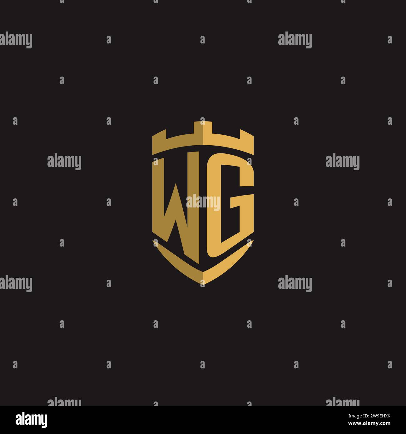 Initials WG logo monogram with shield style design vector graphic Stock Vector