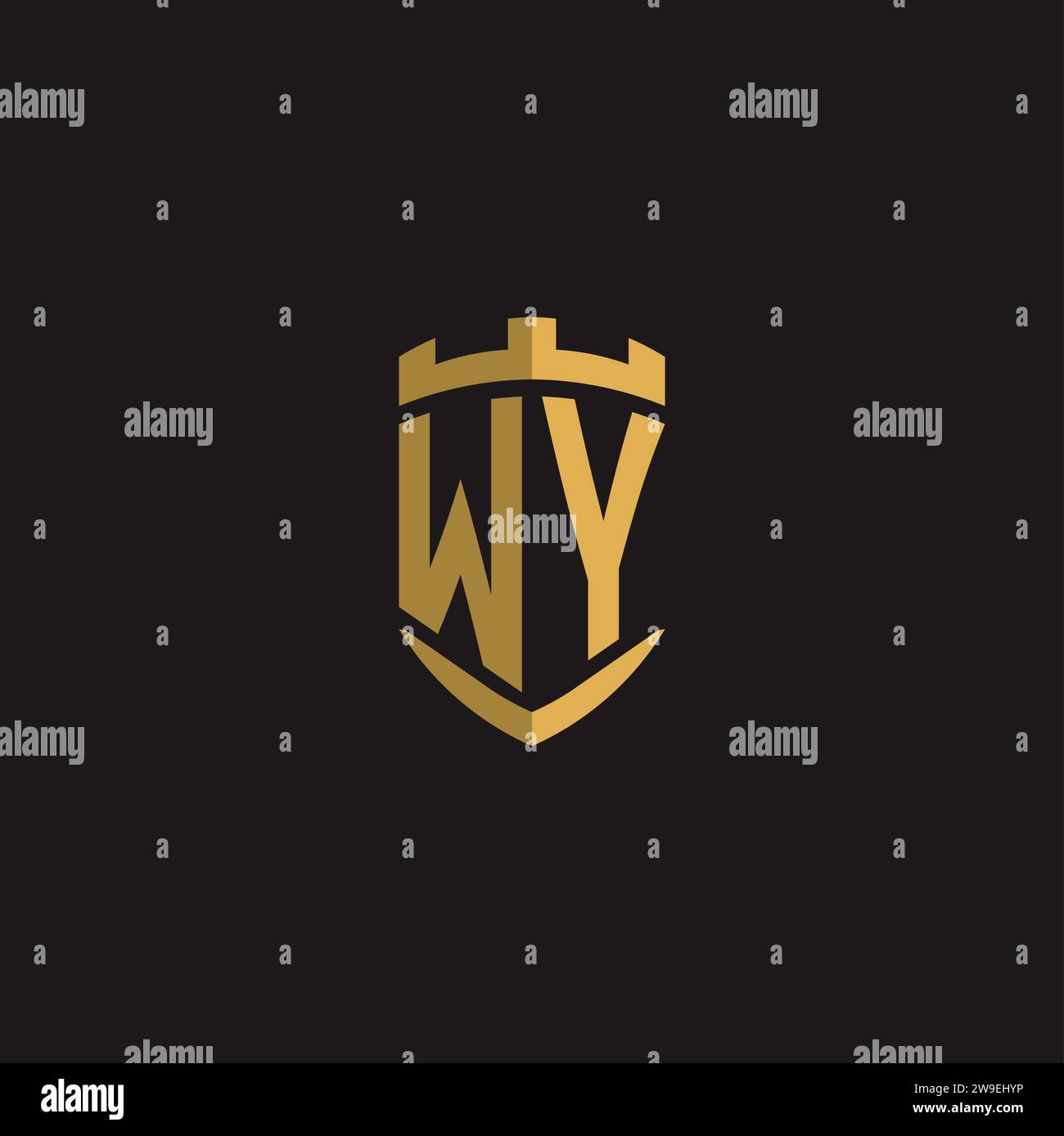 Initials WY logo monogram with shield style design vector graphic Stock Vector
