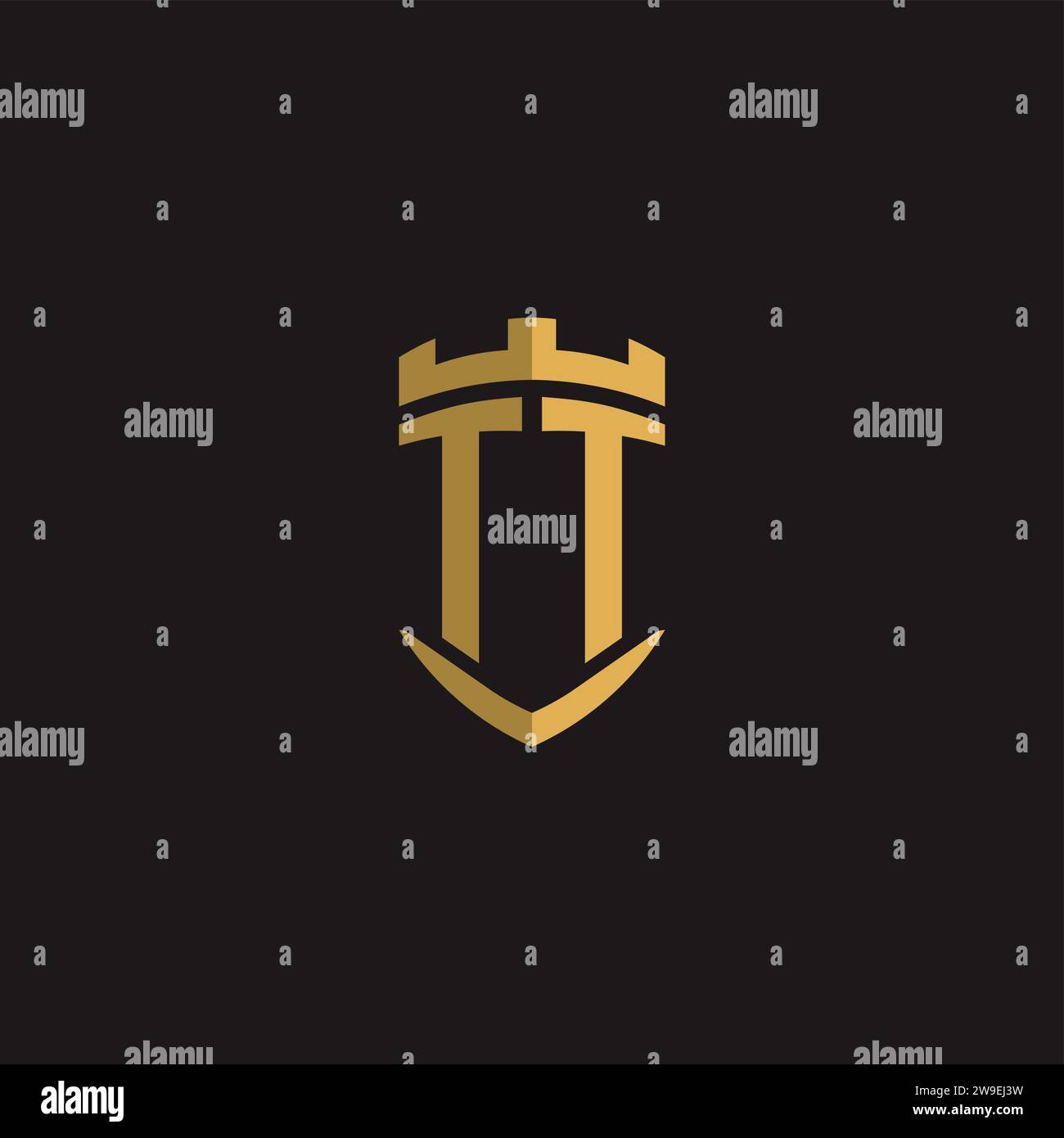 Initials TT logo monogram with shield style design vector graphic Stock Vector