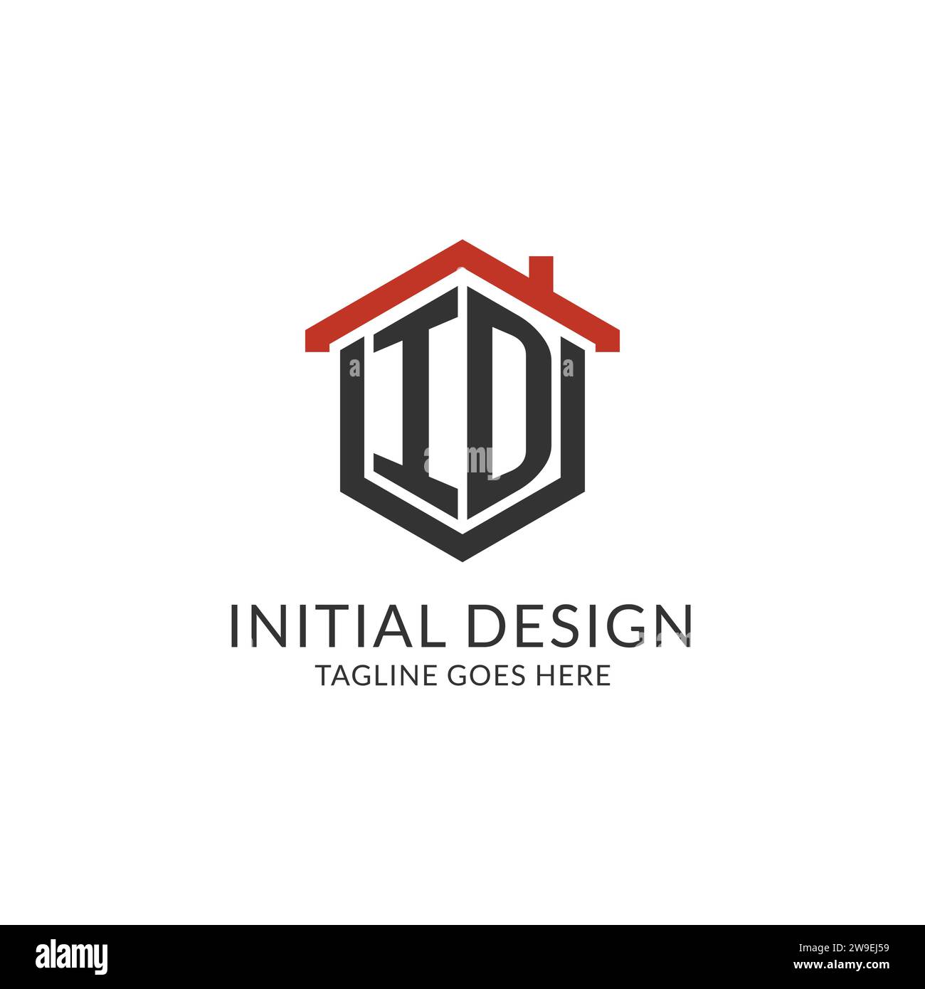 Initial logo ID monogram with home roof hexagon shape design, simple ...
