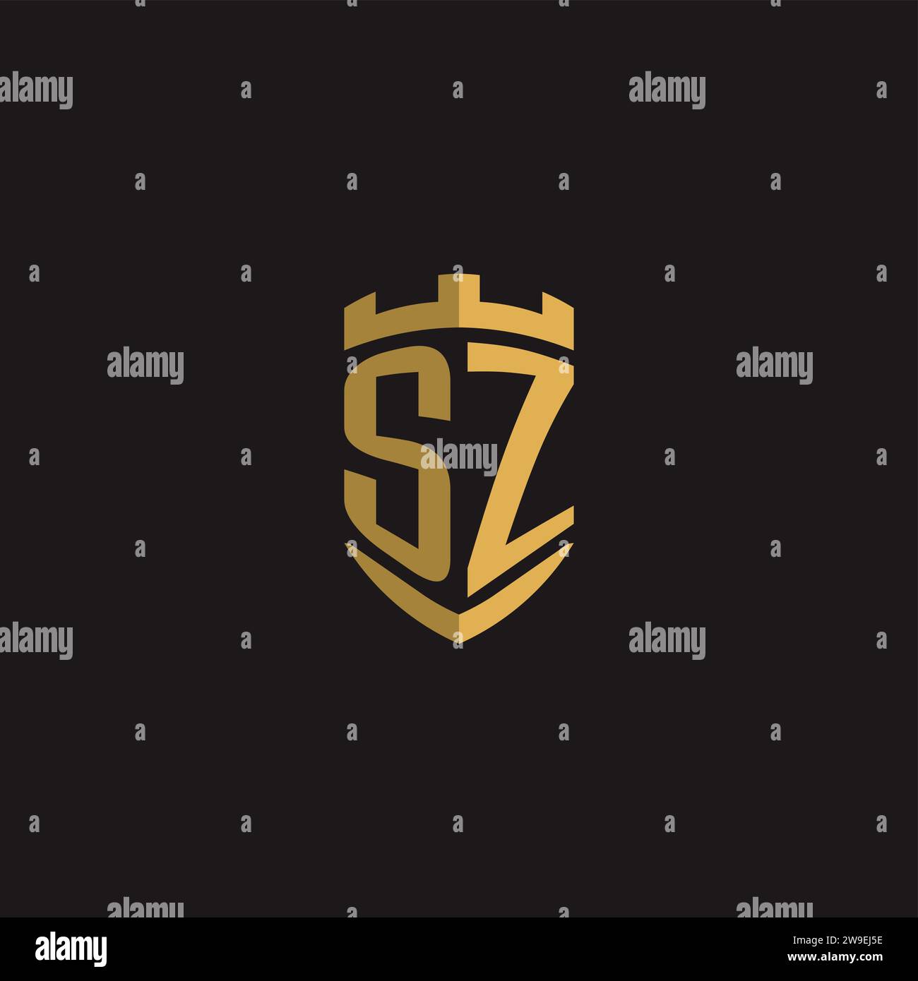 Initials SZ logo monogram with shield style design vector graphic Stock Vector