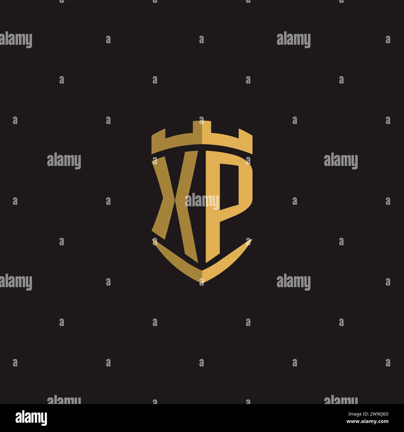 Initials XP logo monogram with shield style design vector graphic Stock Vector