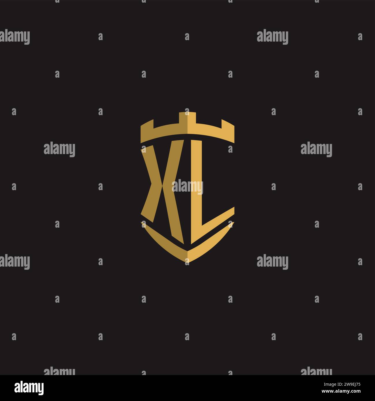 Initials XL logo monogram with shield style design vector graphic Stock Vector
