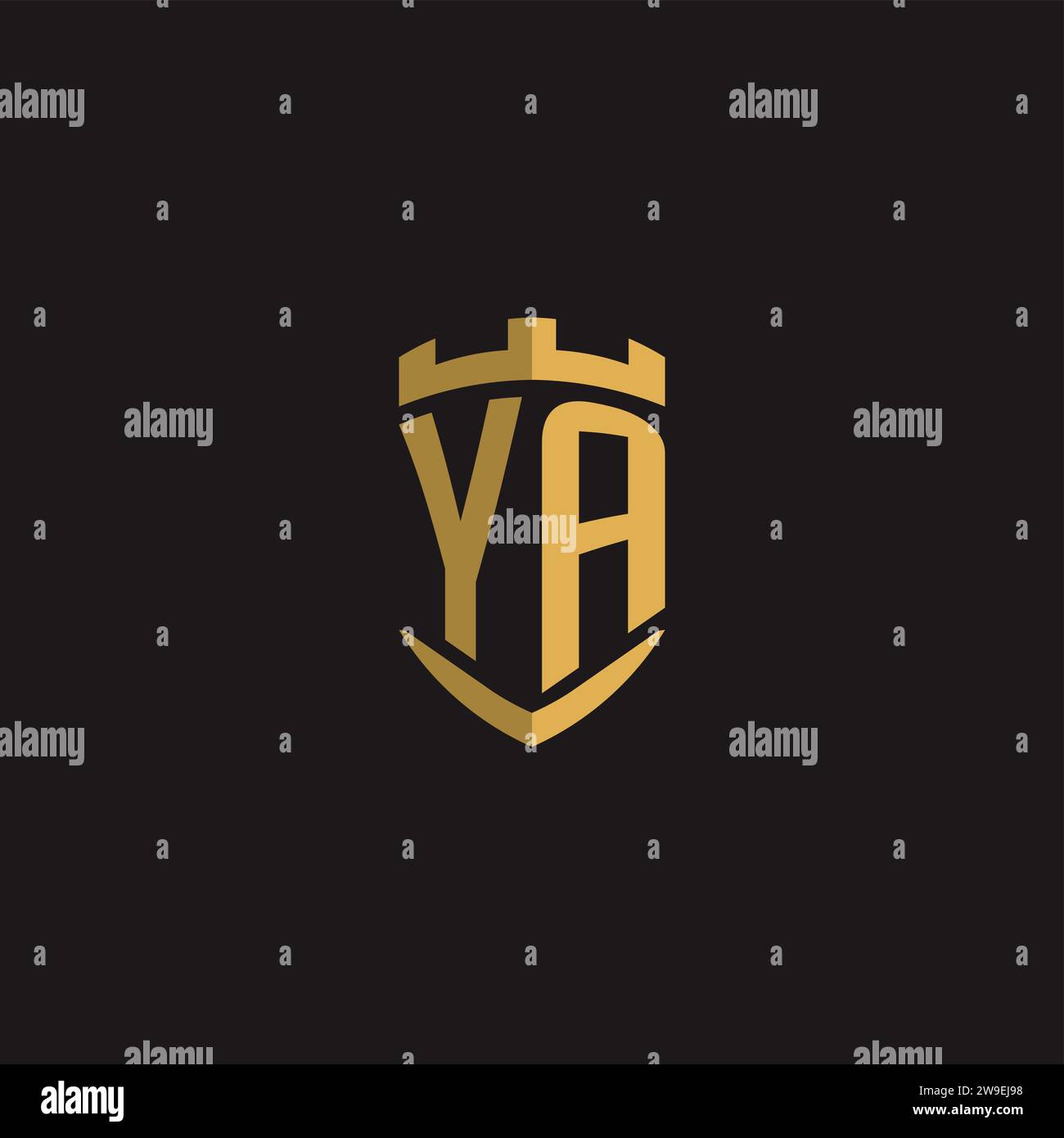 Initials YA logo monogram with shield style design vector graphic Stock Vector
