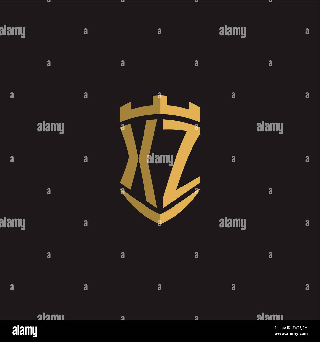 Initials XZ logo monogram with shield style design vector graphic Stock Vector