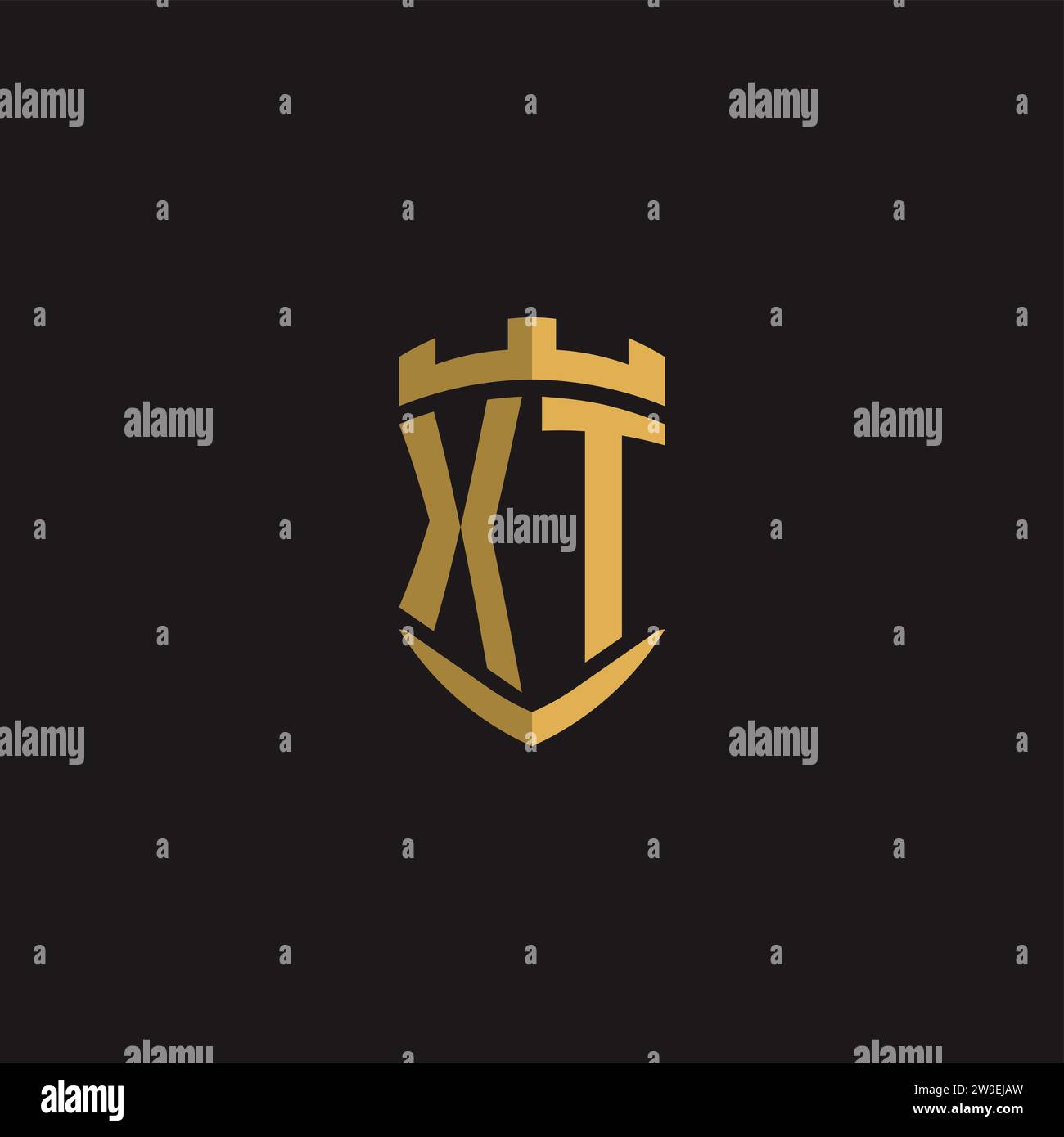 Initials XT logo monogram with shield style design vector graphic Stock Vector