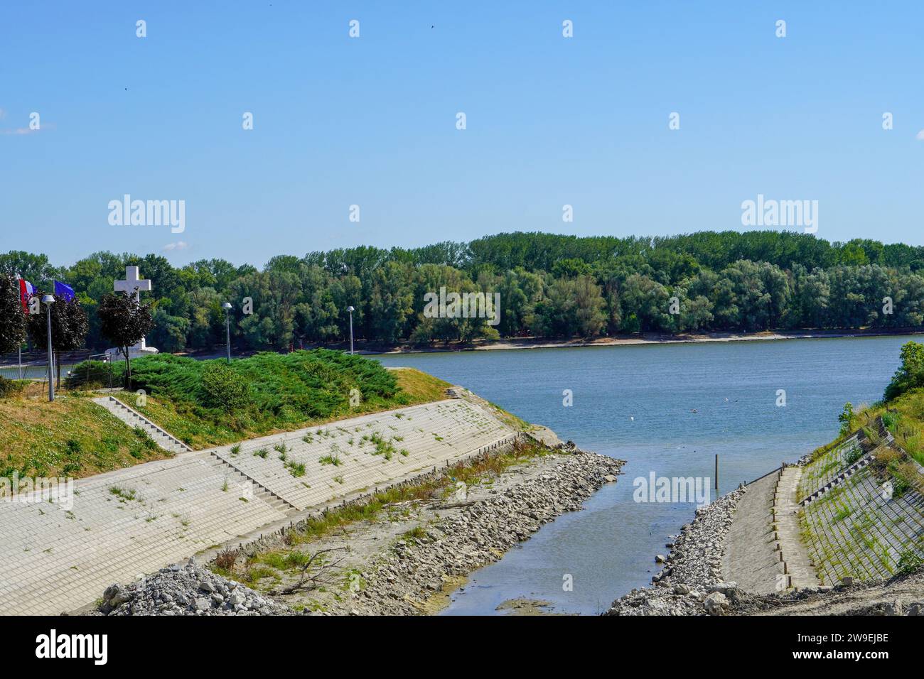 The confluence of the Vuka River with the Danube, Vukovar - Croatia (Ušće rijeke Vuke u Dunav, Vukovar - Srijem, Hrvatska) Stock Photo