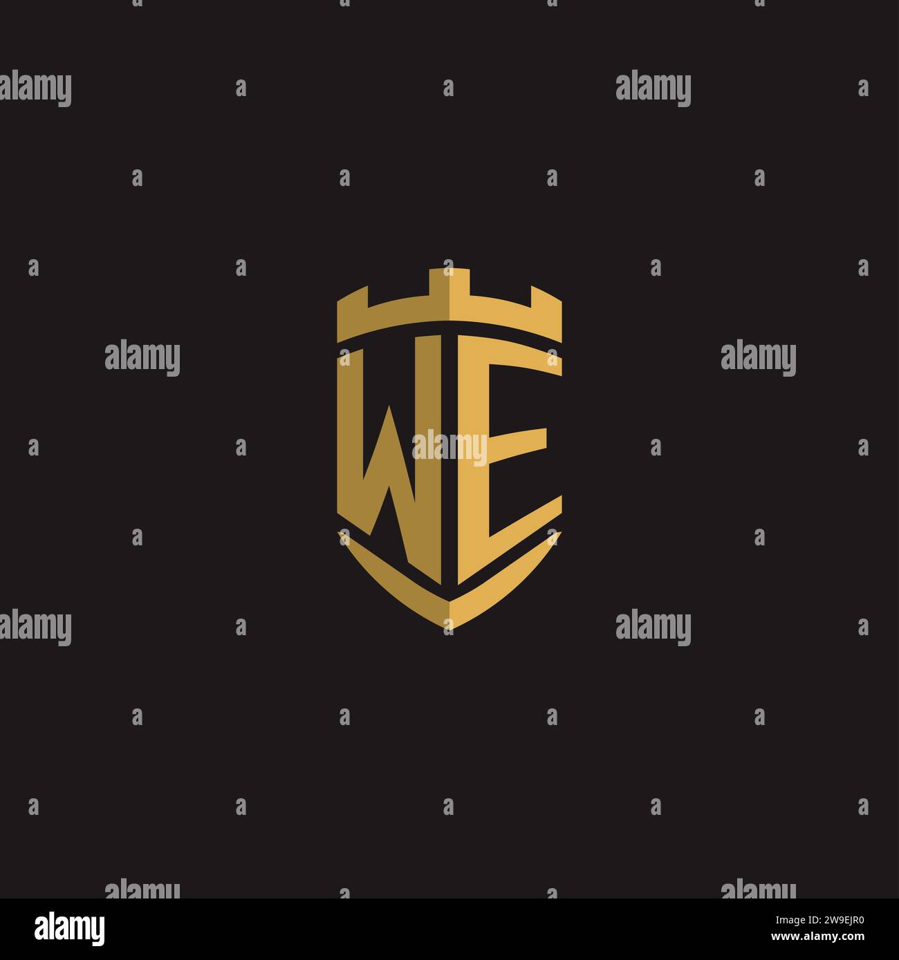 Initials WE logo monogram with shield style design vector graphic Stock Vector