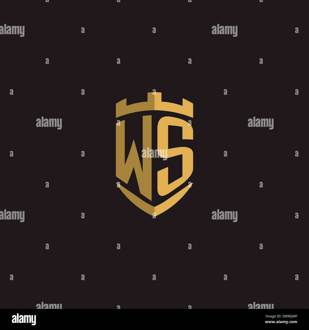 Initials WS logo monogram with shield style design vector graphic Stock Vector