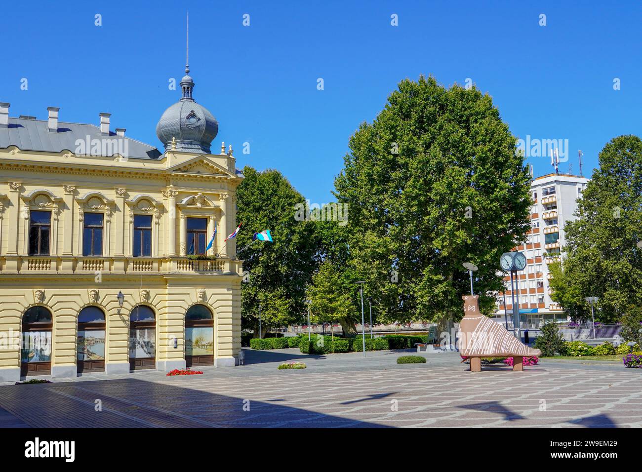 Vukovar, Croatia - July 31st 2022:Republic Croatia Square, Slavonia Region Stock Photo