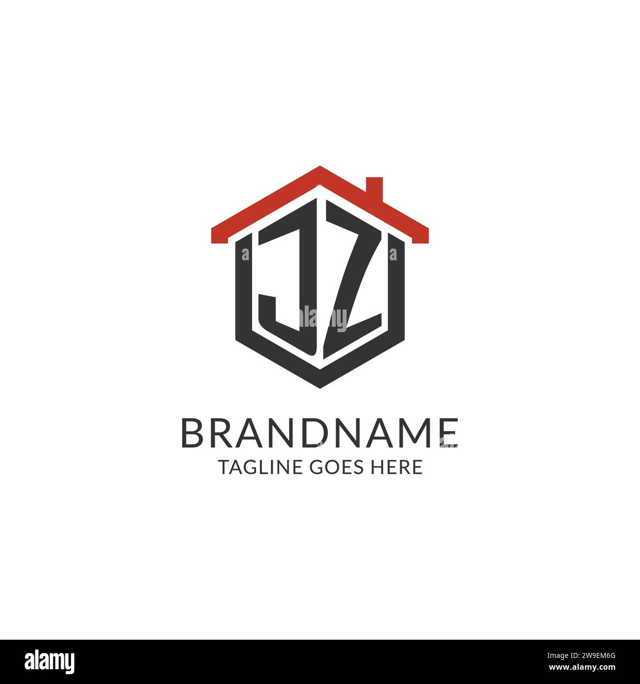 Initial logo JZ monogram with home roof hexagon shape design, simple