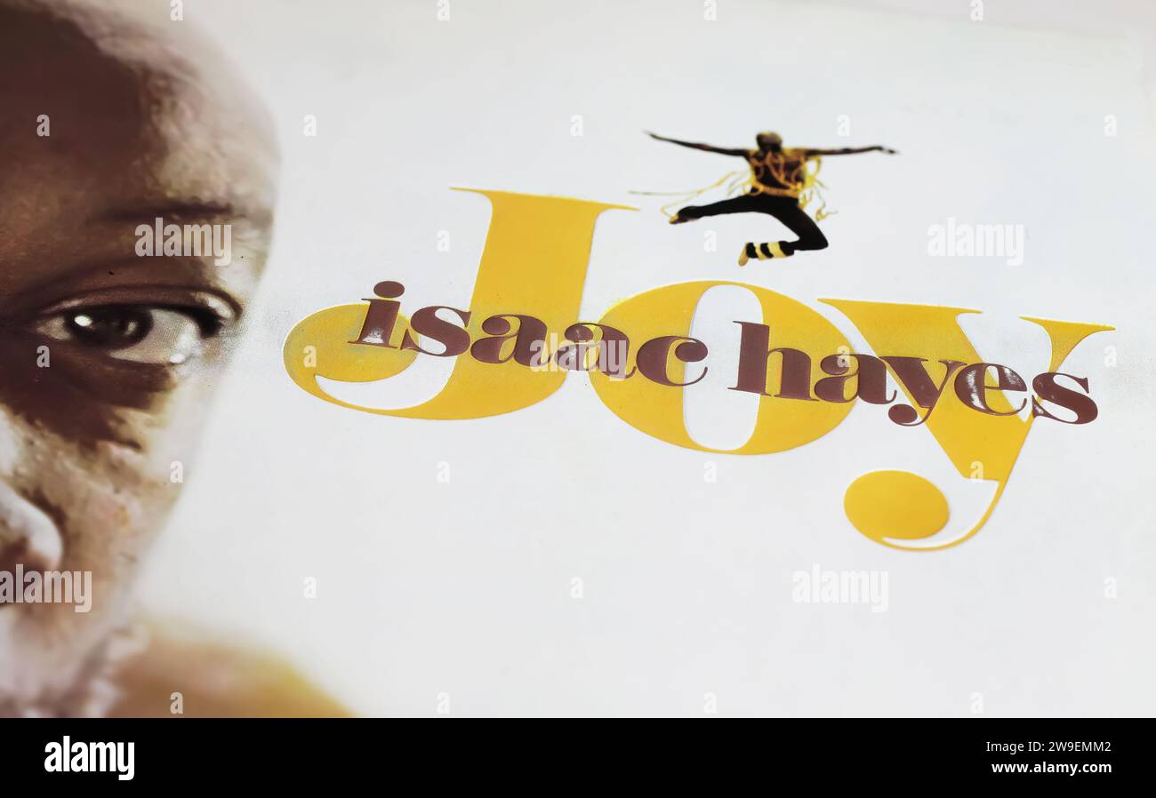 Viersen, Germany - May 9. 2023: Closeup of Isaac Hayes vinyl record album, cover Joy Stock Photo