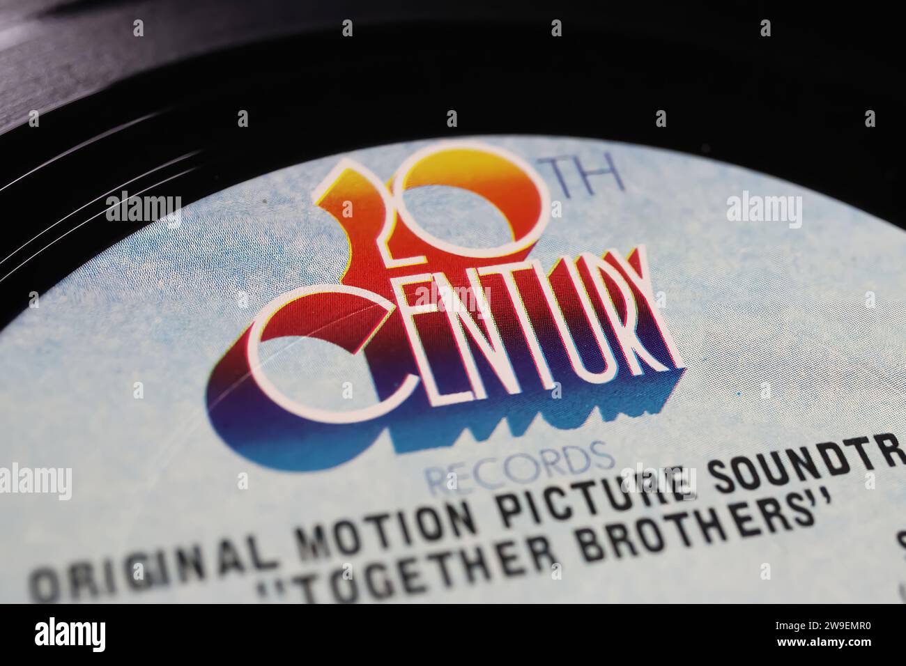 Viersen, Germany - May 9. 2023: Closeup of 20th century vinyl record label from 70s Stock Photo