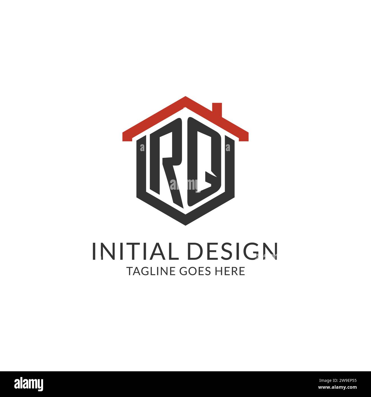 Initial logo RQ monogram with home roof hexagon shape design, simple ...