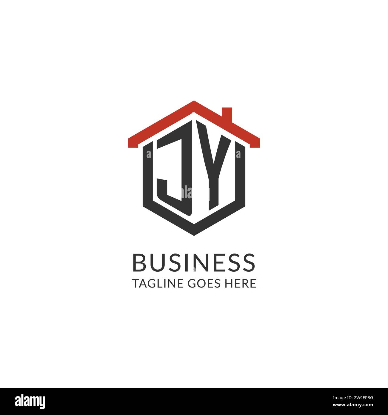 Initial logo JY monogram with home roof hexagon shape design, simple