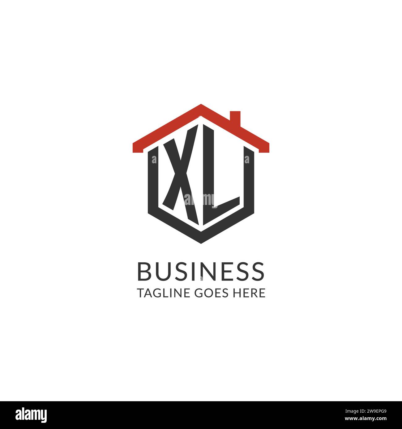 Initial logo XL monogram with home roof hexagon shape design, simple and minimal real estate logo design vector graphic Stock Vector