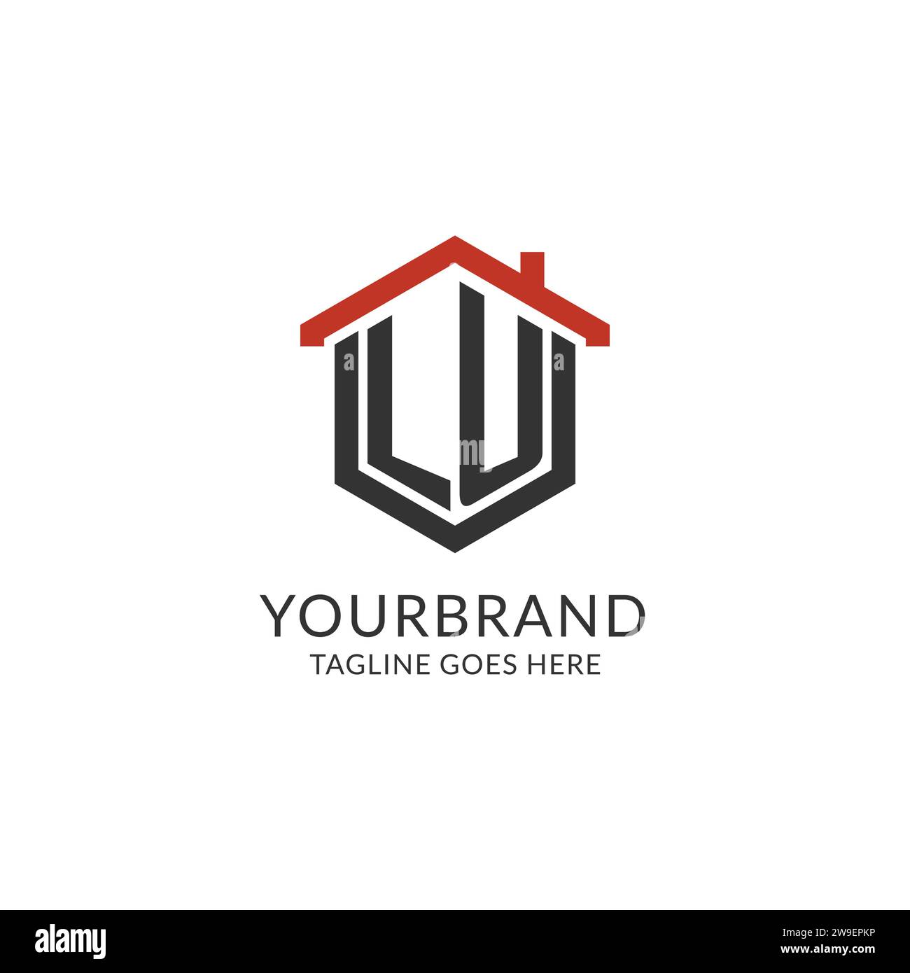 Initial logo LU monogram with home roof hexagon shape design, simple ...