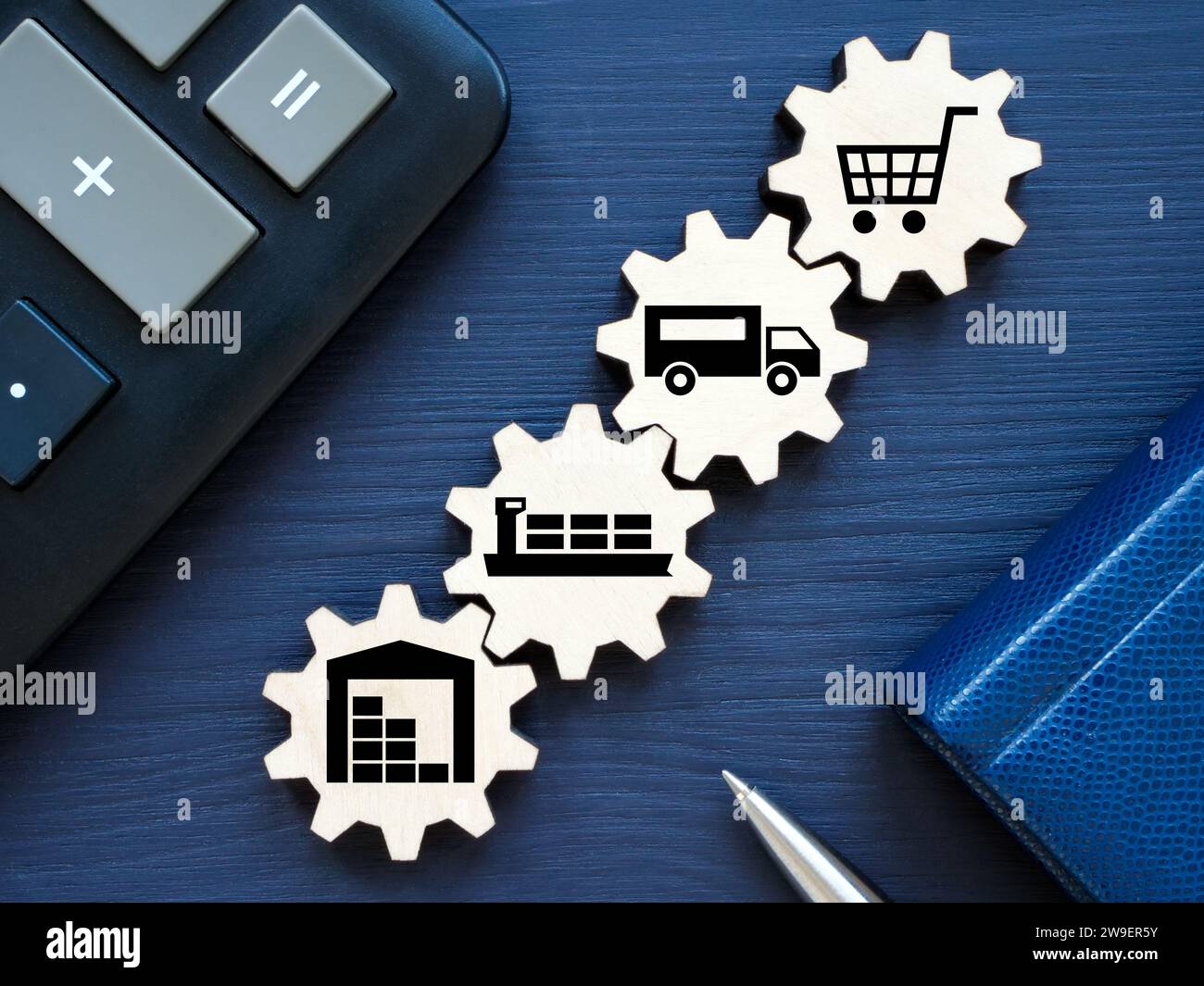 Gears as a product supply chain concept. Stock Photo