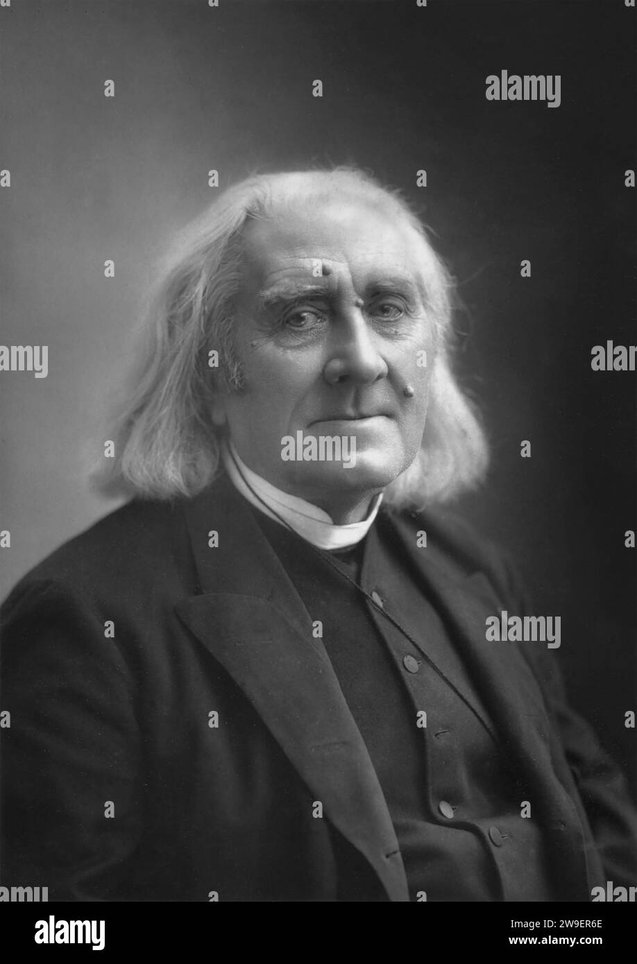 Portrait of Franz Liszt. Year c. 1875 - c. 1886. By Félix Nadar. Stock Photo