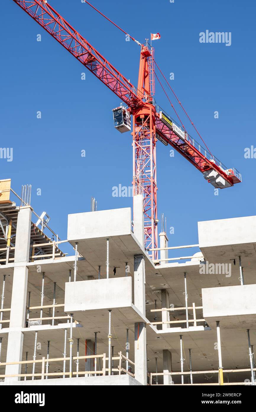 Calgary Alberta Canada, December 22 2023 Construction crane working at