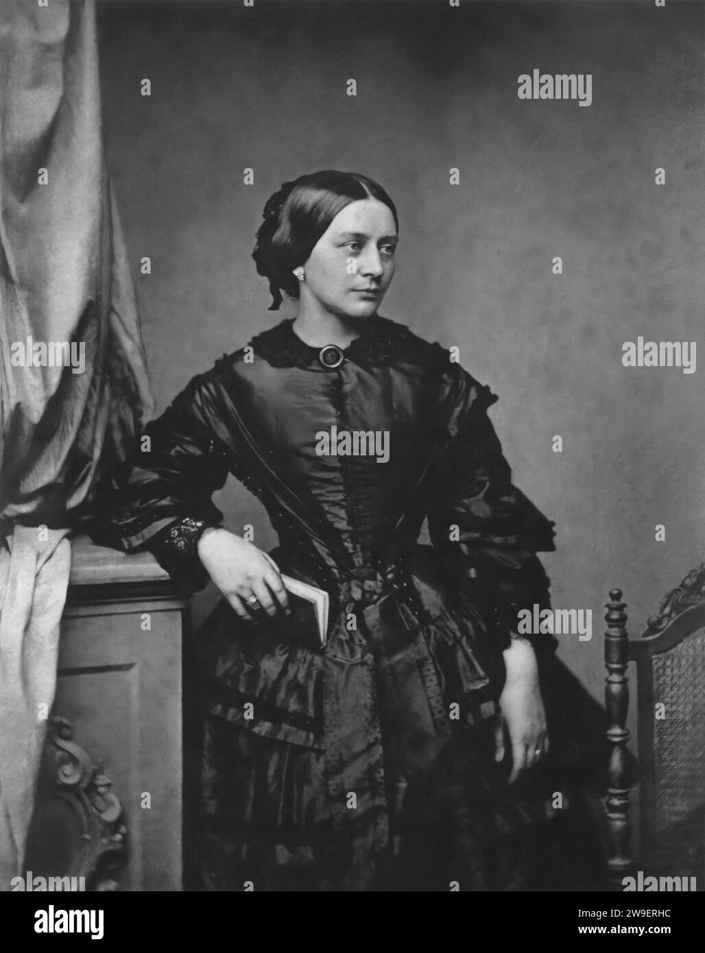 Portrait of Clara Schumann. Year: 1857. By Franz Hanfstaengl. Stock Photo