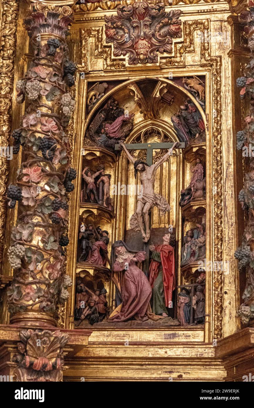 Laredo, Spain. The Retablo de Belen (Bethlehem Altarpiece) inside the Iglesia de Santa Maria de la Asuncion (Church of Saint Mary of the Assumption) Stock Photo