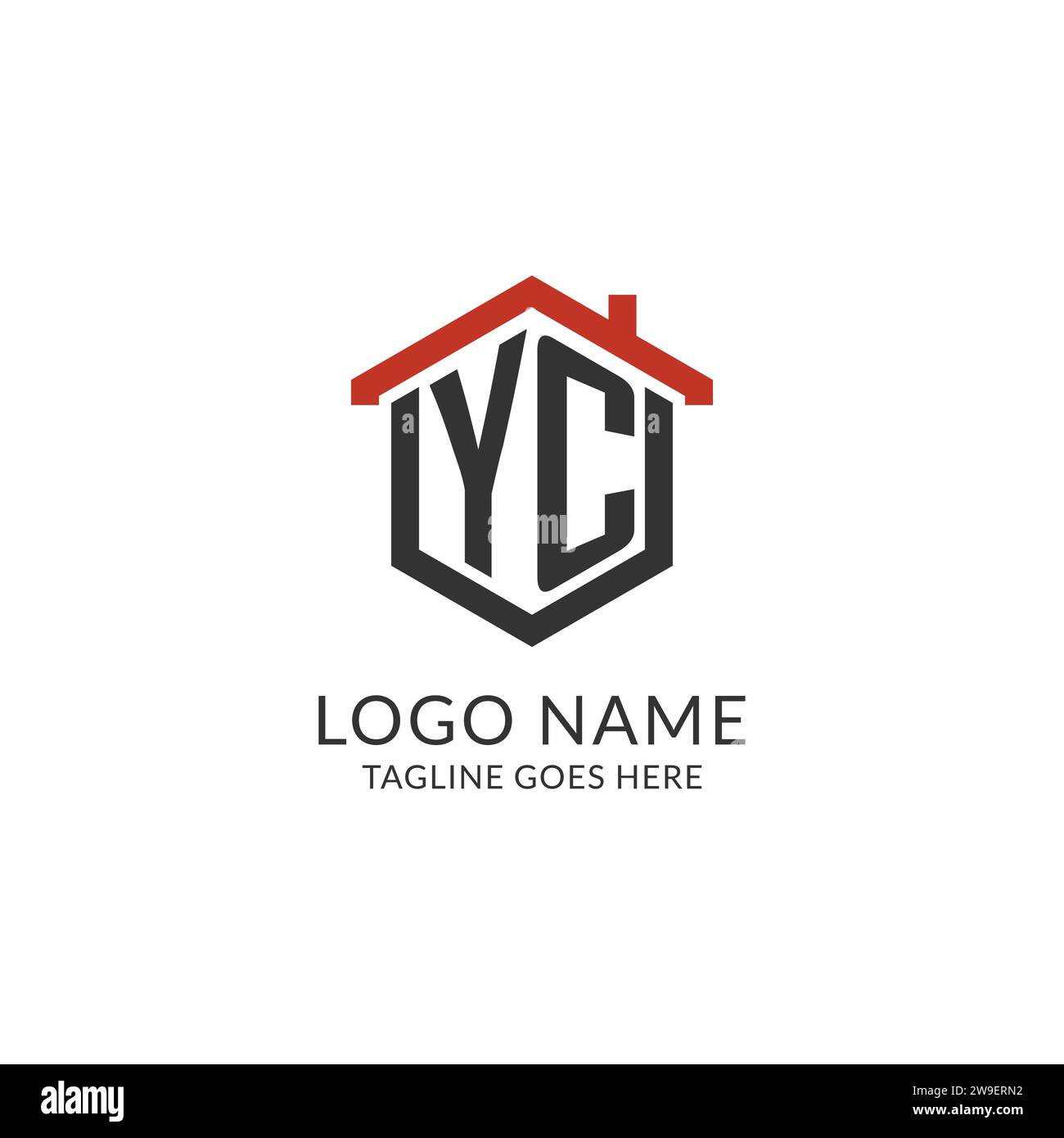 Initial logo YC monogram with home roof hexagon shape design, simple and minimal real estate