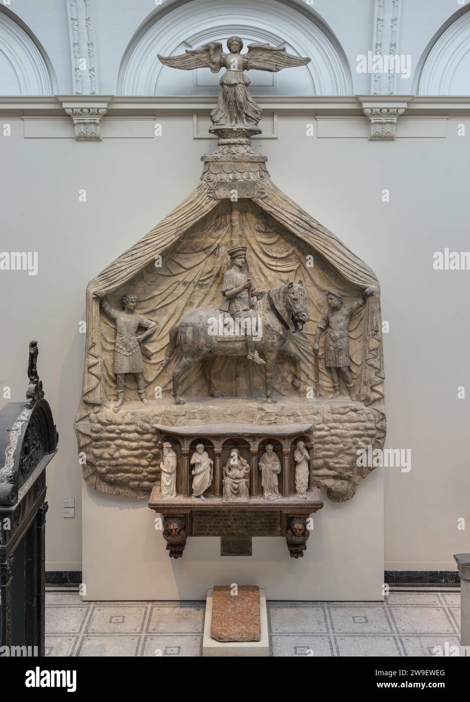 London, UK - Nov 01, 2023 - Monument of Marchese Spinetta Malaspina. Italy, Verona. Stucco and gypsum plaster (restoration) in the Victoria and Albert Stock Photo