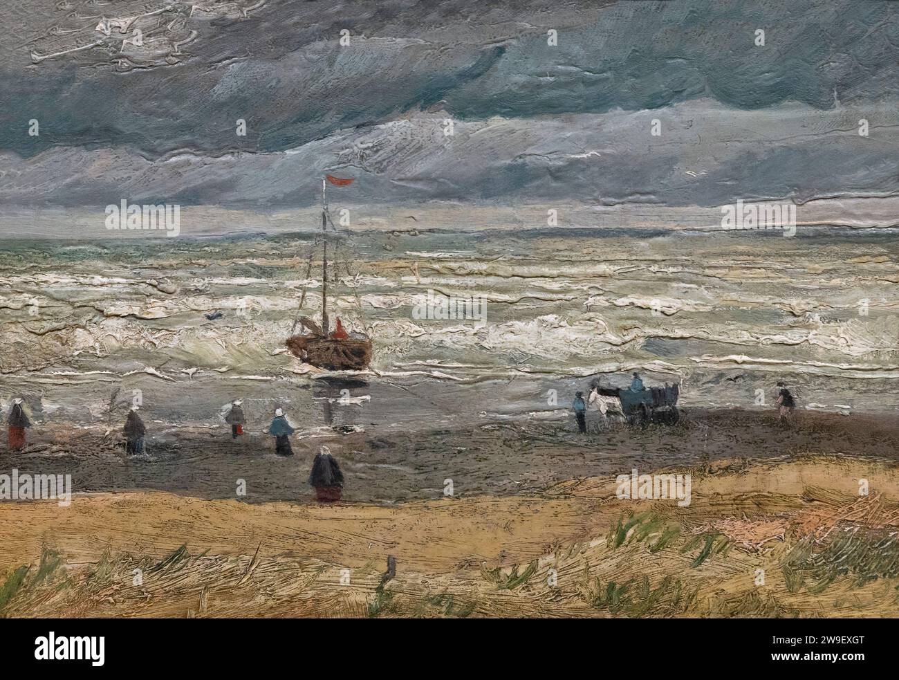 Beach at Scheveningen in Stormy Weather, View of the Sea at