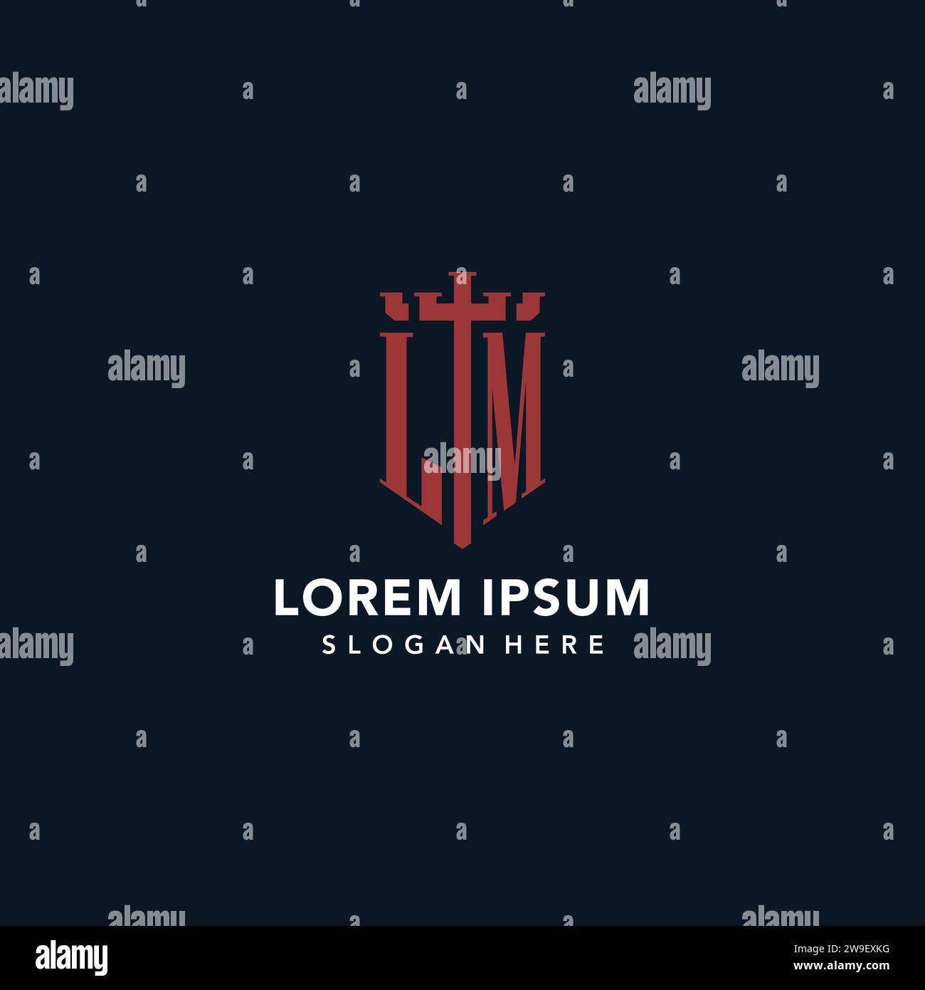 LM initial monogram logos with sword and shield shape design ideas ...