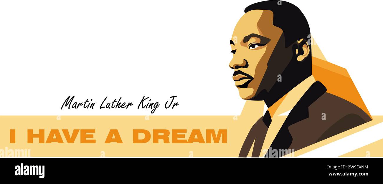 Martin Luther King Jr. Day card design. MLK Day portrait vector illustration Stock Vector