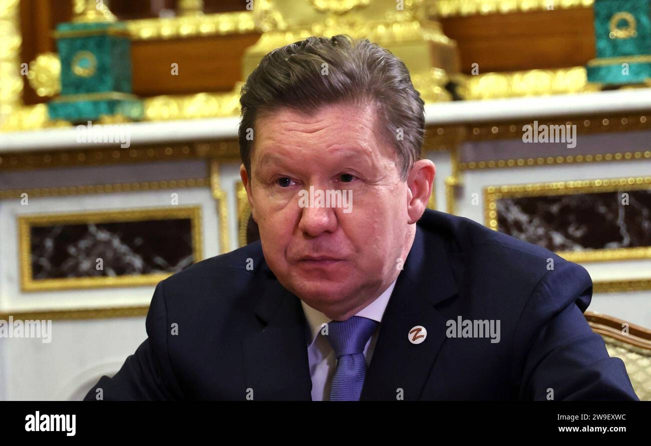 St Petersburg, Russia. 26th Dec, 2023. Gazprom CEO Alexei Miller ...