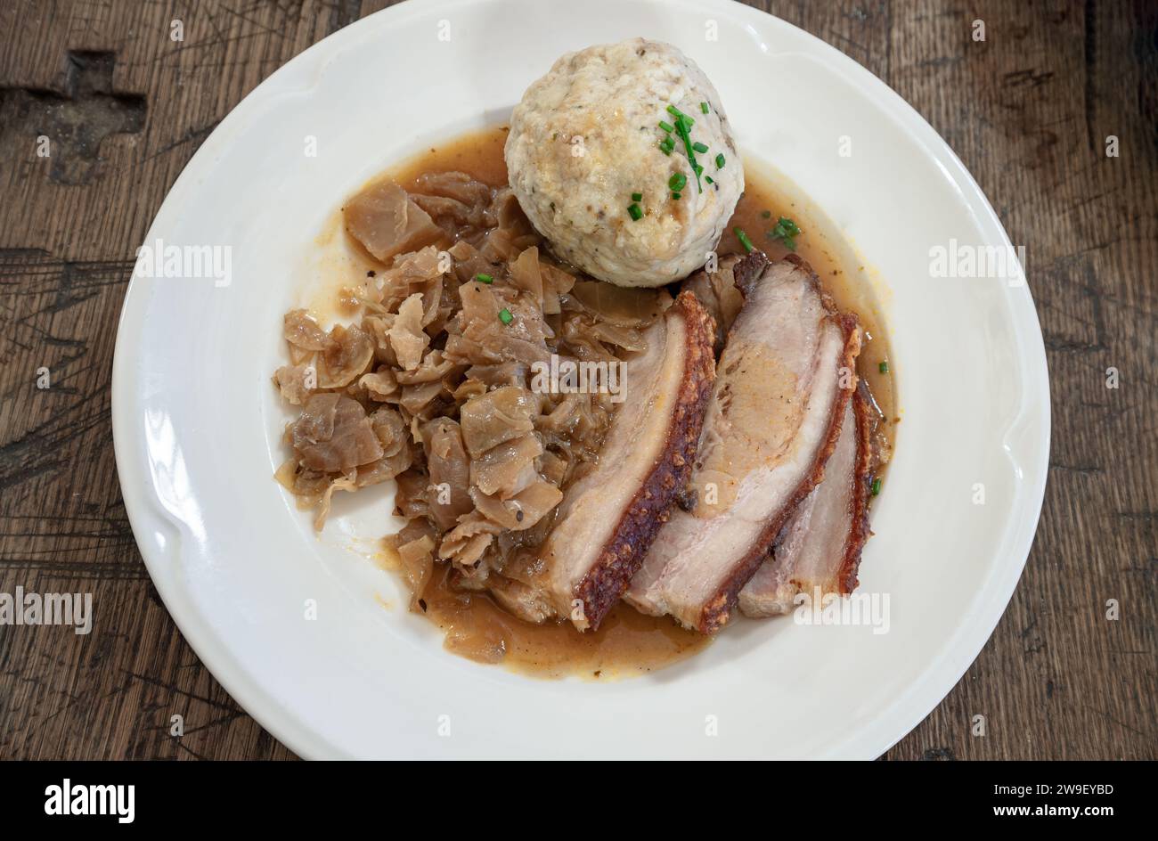 Bierbratl from staw pig crusty pork belly, with homemade dark beer