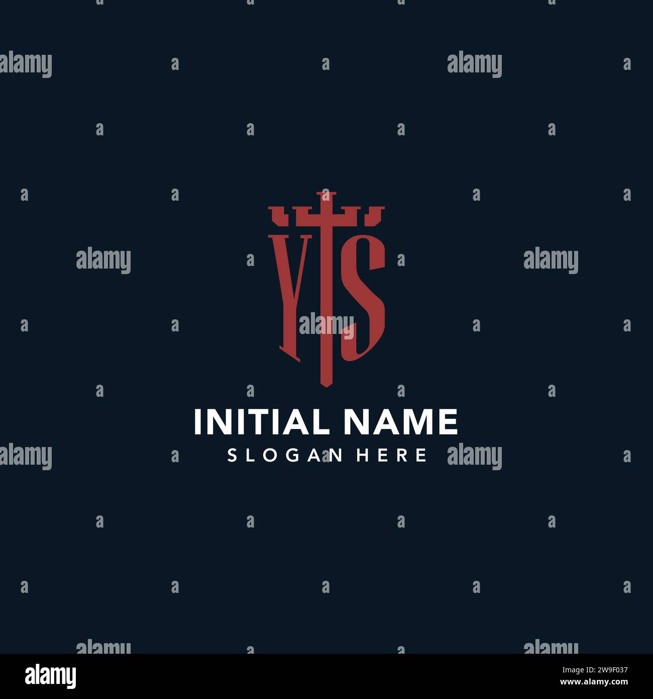 YS initial monogram logos with sword and shield shape design ideas Stock Vector