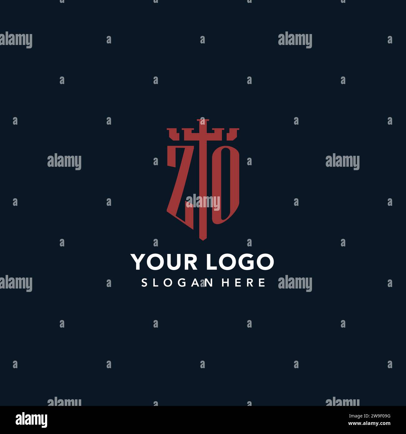 ZO initial monogram logos with sword and shield shape design ideas ...