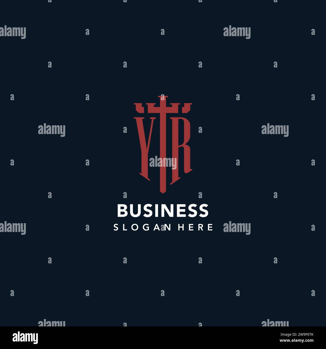 YR initial monogram logos with sword and shield shape design ideas Stock Vector