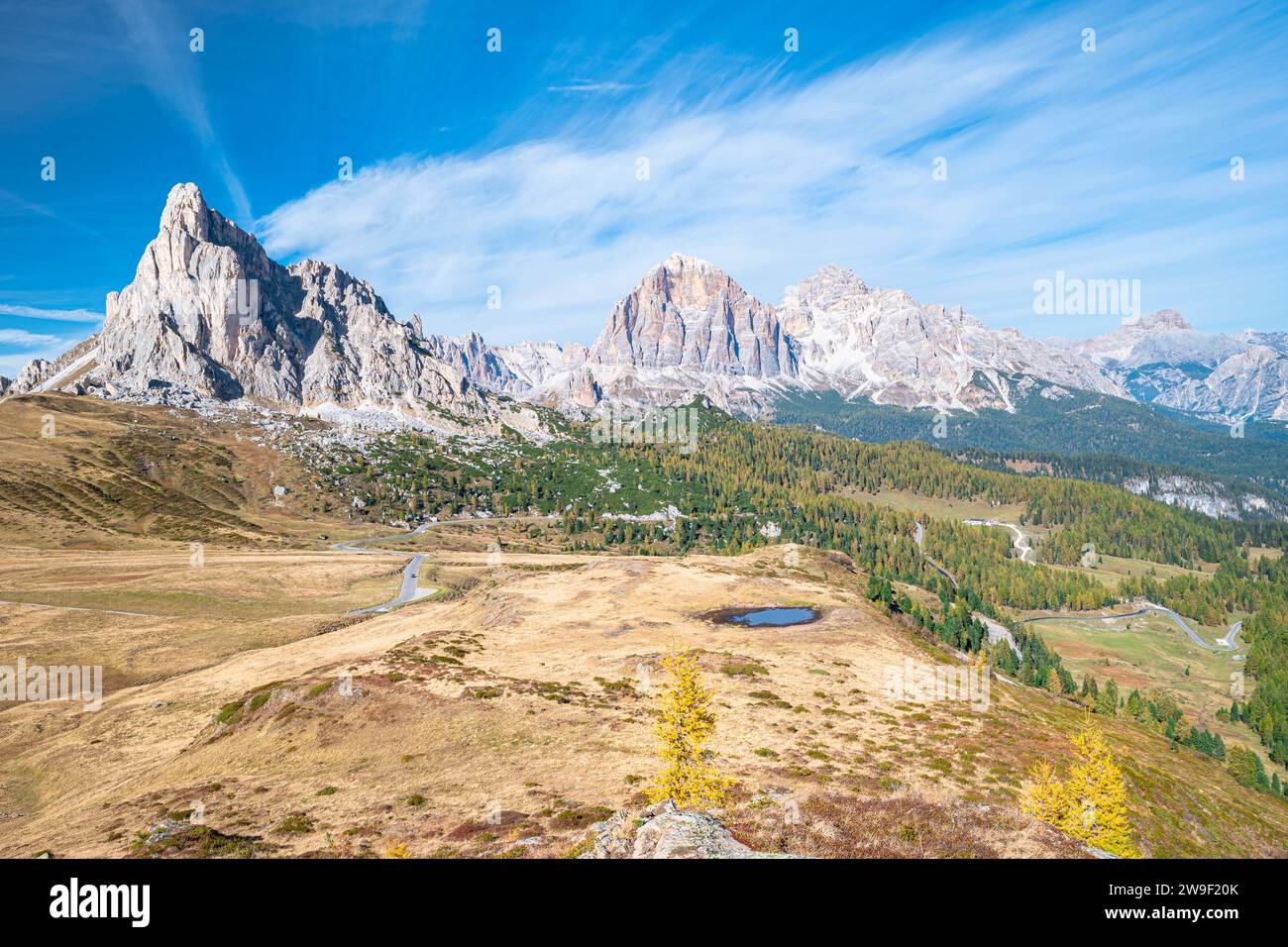 Majestic mountain landscape as viewed from near Passo Giau, Dolomites, Italy. Stock Photo