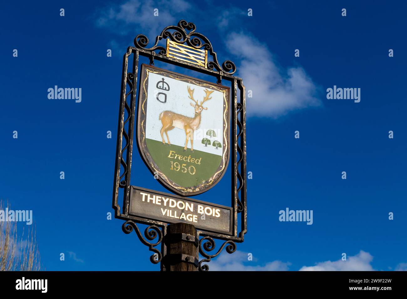 Theydon Bois village sign, Essex, England Stock Photo