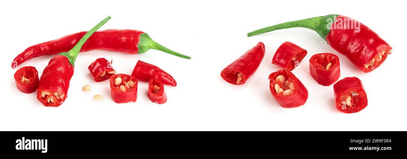 red hot chili peppers isolated on white background Stock Photo - Alamy